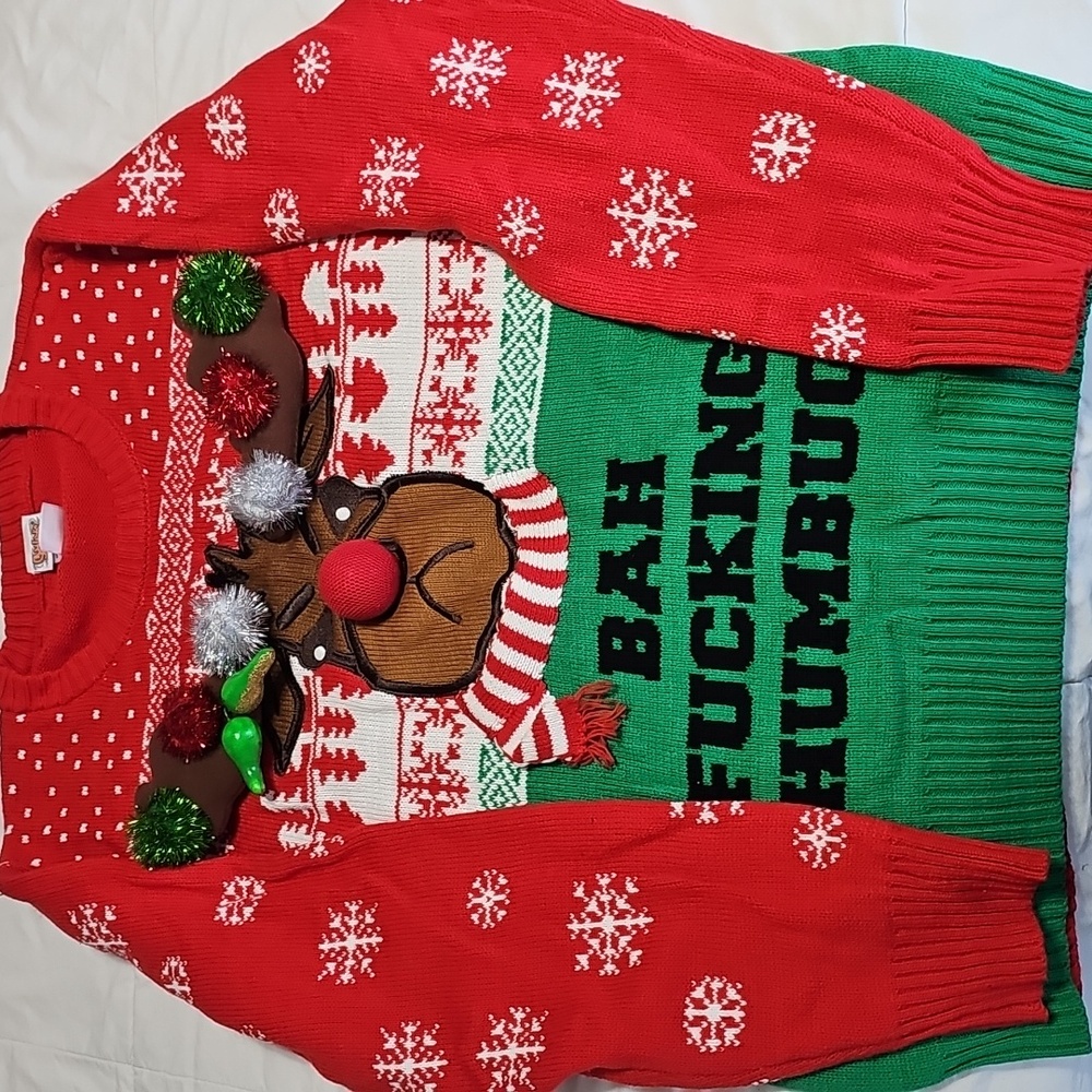 Bah Humbug Ugly Sweater EUC